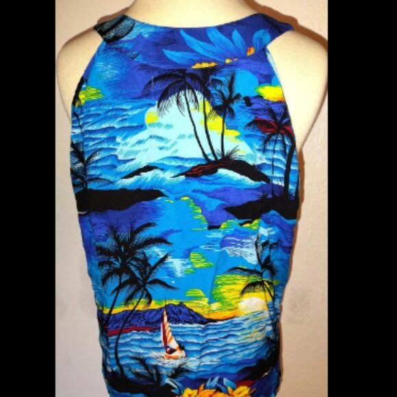 Hawaii Hangover Women’s Tank Colorful Palm Trees Sunsets Size Medium 100% Rayon - Picture 4 of 5